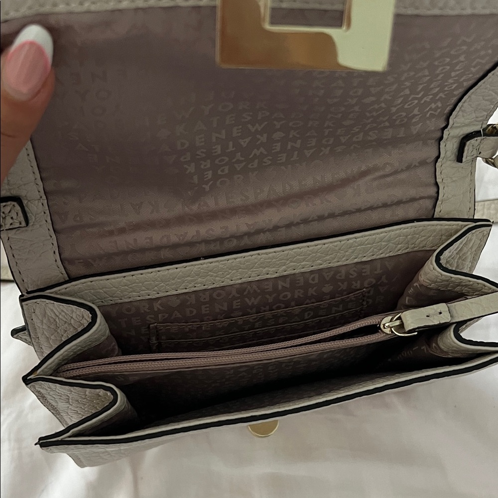 kate spade Pebbled Beige Leather Crossbody with Gold Hardware - Picture 2 of 4